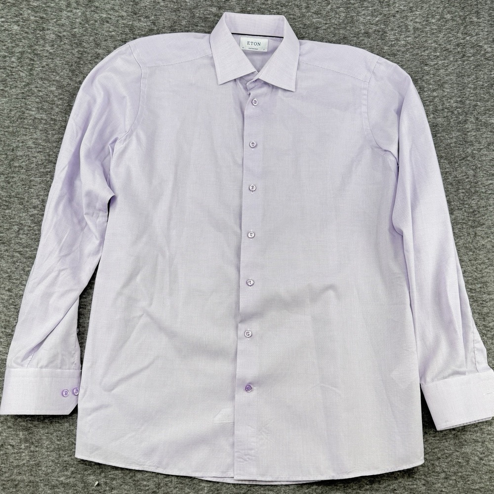 Eton Contemporary Fit Dress Shirt 17/43 Lavender Twill 100% Cotton Sweden Men